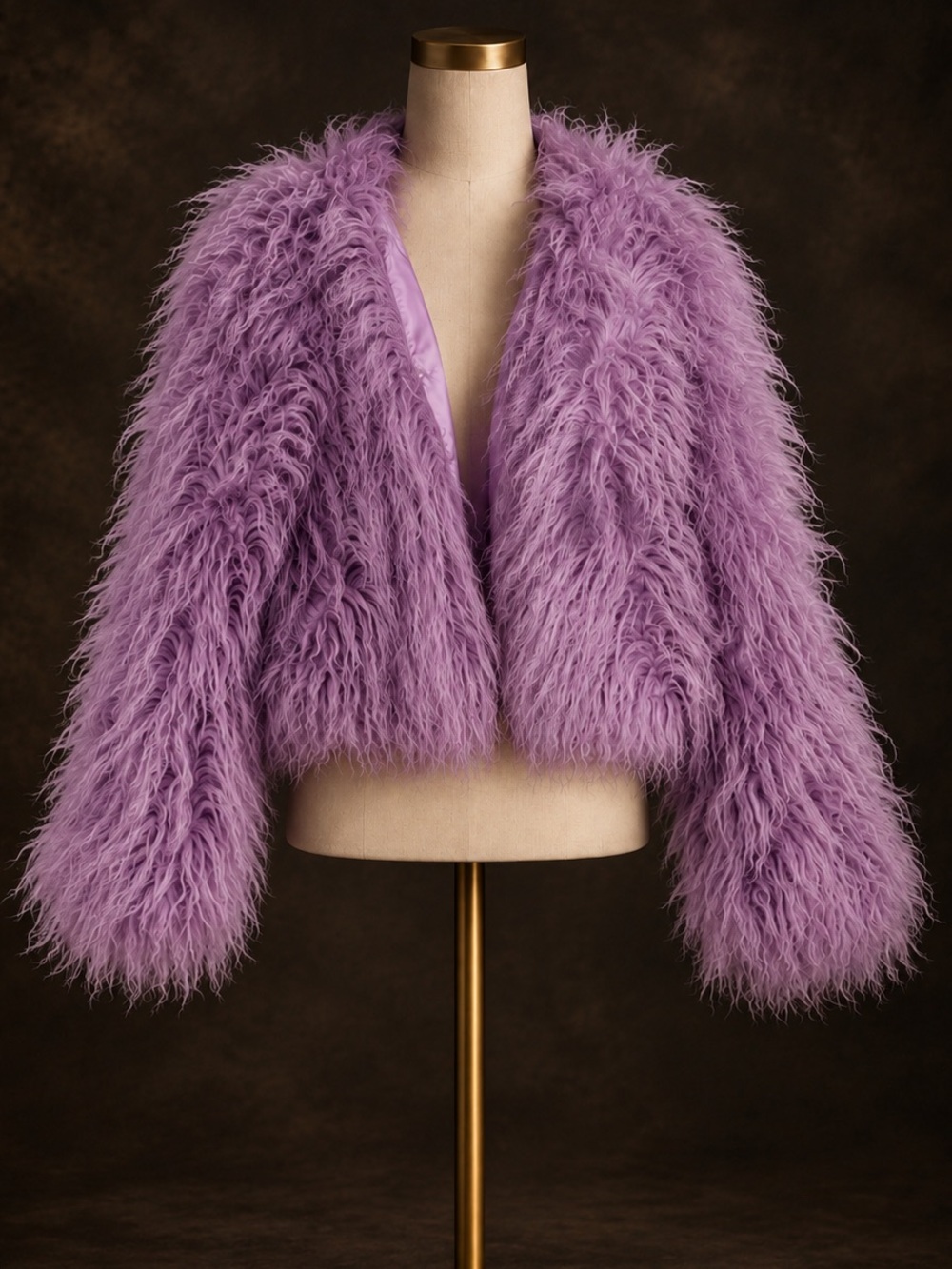 Plush Lavender Teddy Jacket - Women's Cozy Faux Mongolian Fur Coat